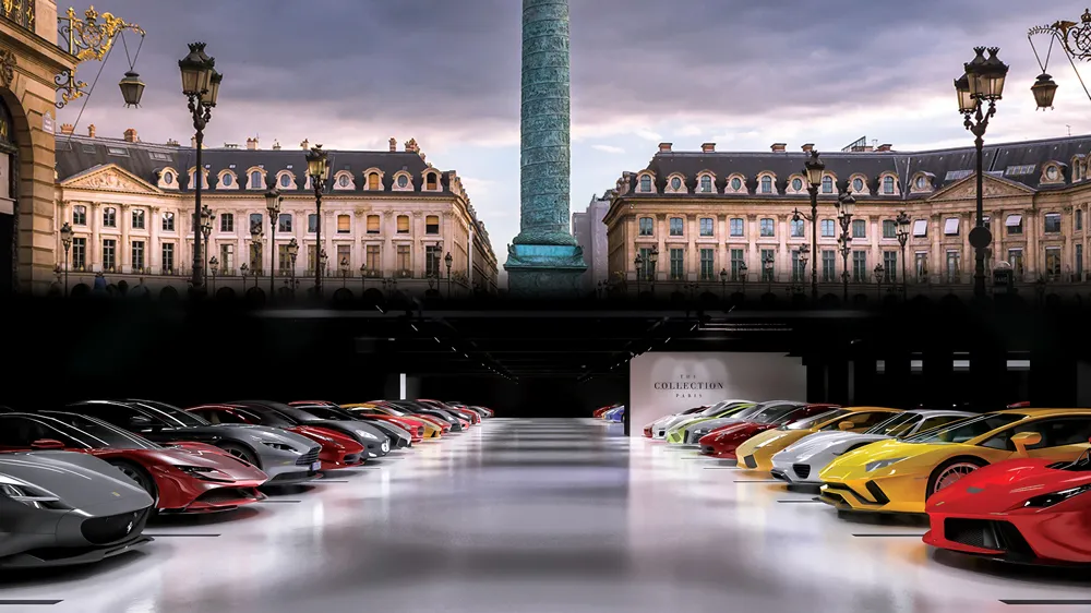 Exotic cars along the Champs-Élysées in Paris
