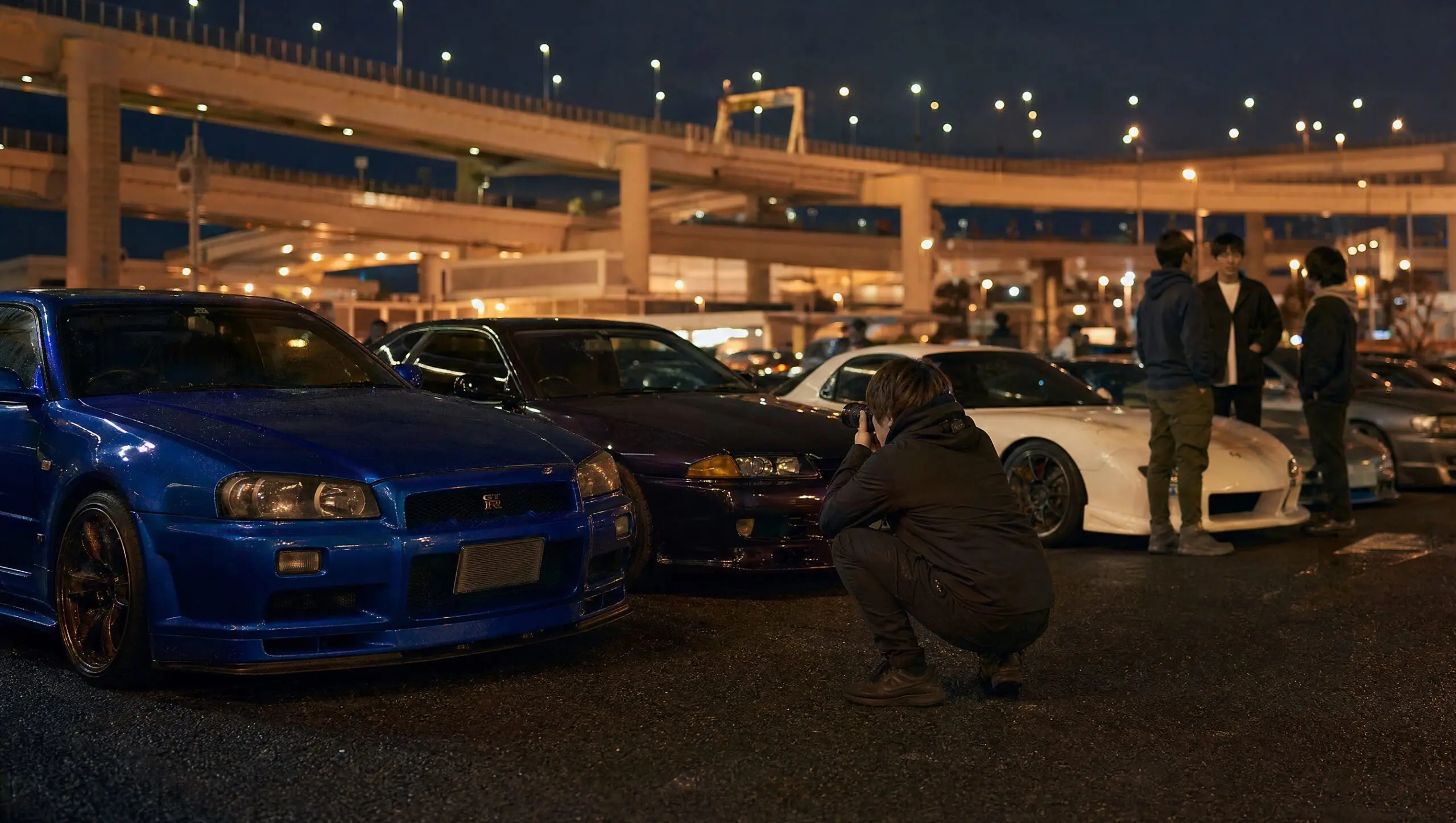 JDM cars gathered at Daikoku PA near Tokyo