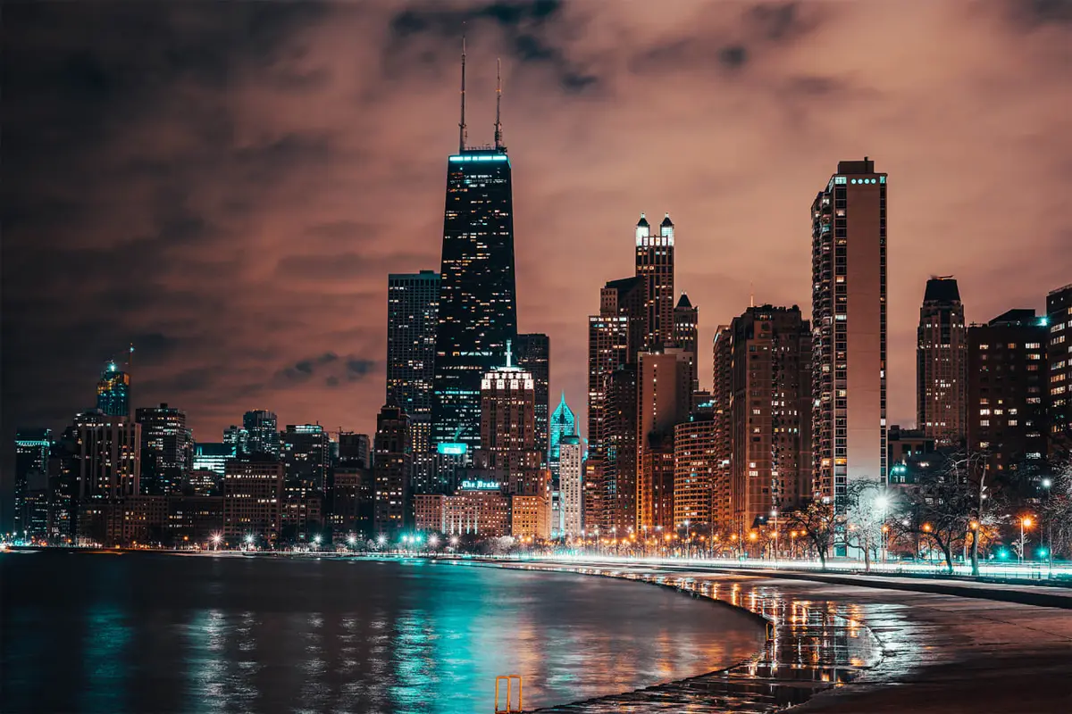 Exotic cars along the Magnificent Mile in Chicago