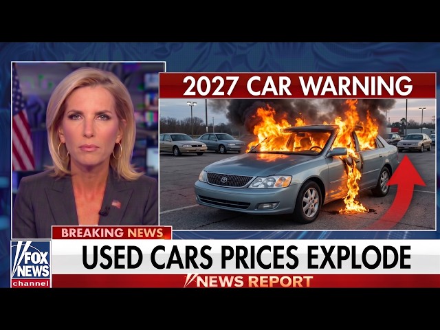 Rows of used cars for sale on a dealership lot with price stickers in the windshields
